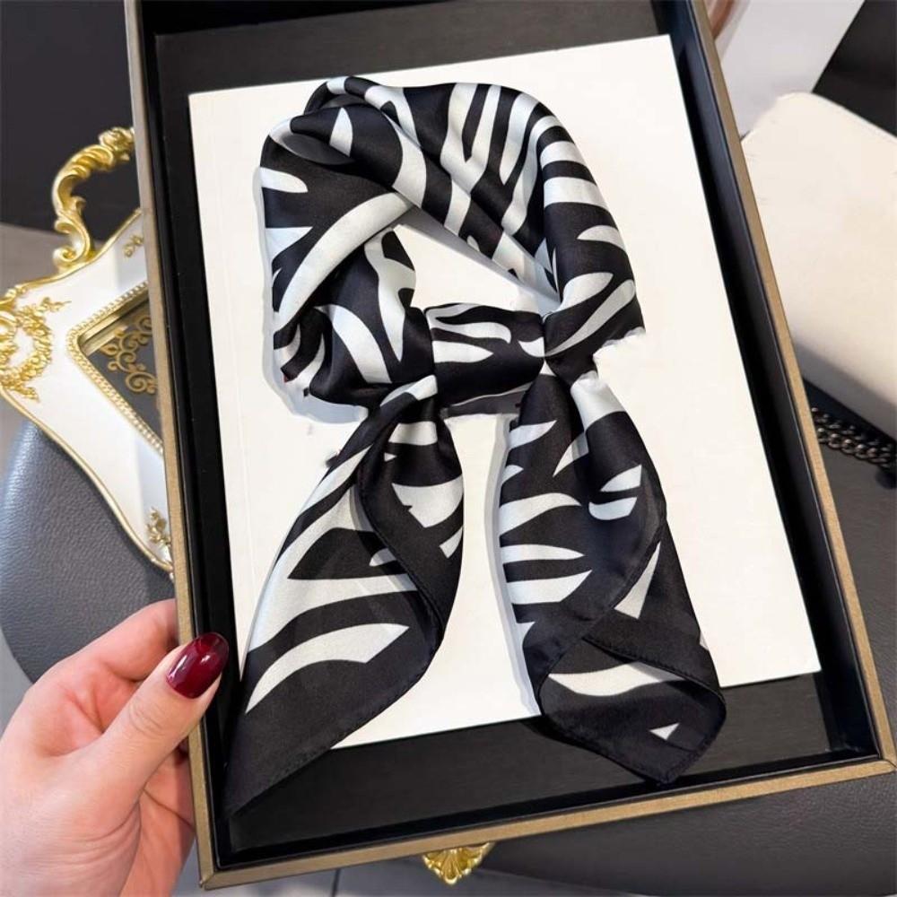 Patterned Shawl Stripes Square Headscarf Lightweight Printed Silk Scarf  Clothing Accessories