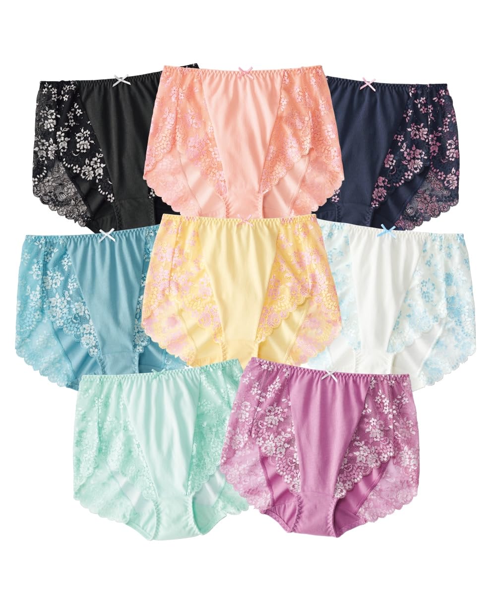 

Nissen Regular Side Medium Shorts, 100% Cotton, Lace, Deep-Length Shorts, 8-Pack,