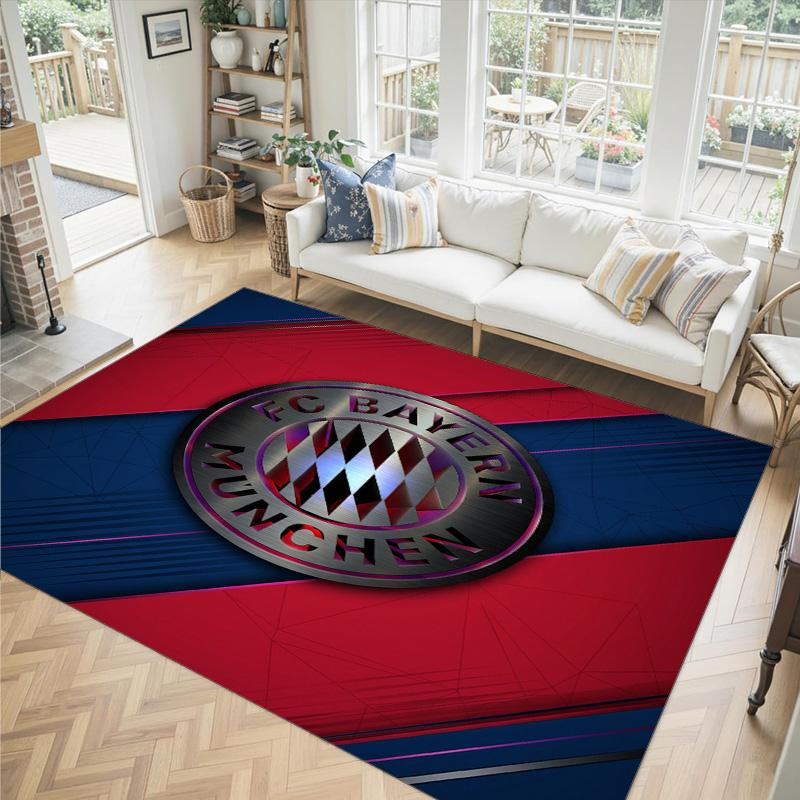 FC Bayern Design Kristall Samt Teppich Gemütlich Nicht?Rutschfester Teppich mit Aufdruck für Schlafzimmer Wohnzimmer Eingang