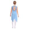 Girls Sleeveless Spandex Mesh Criss Cross Hollow Backless Dance Dress