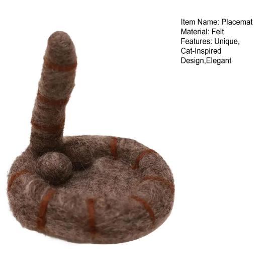 Kattenkont Vilt Onderzetter Grappige Koffieonderzetters Zachte Absorberende Tafelmatten Elegante Woondecoratie Cadeau voor Kattenliefhebbers