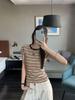 Damen T-Shirt im koreanischen Stil mit Retro-Farbblockstreifen und kurzen Ärmeln - Einzigartiges und trendiges Sommeroberteil