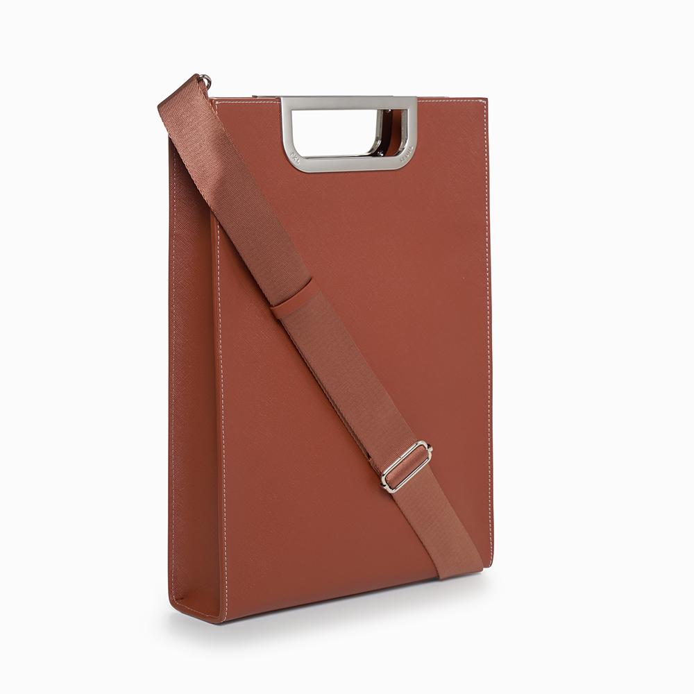 Proxy.L Metal Grip Slim Briefcase (Brown/Silver)