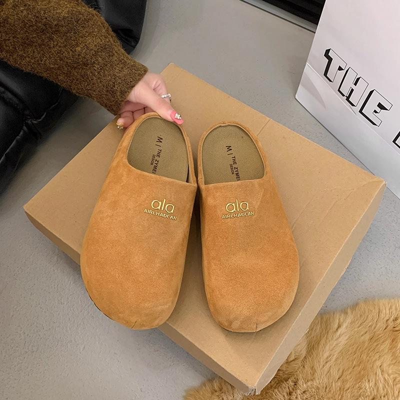

Retro slippers women wear new versatile height increase lazy one pedal bag head half slippers 35 верблюд