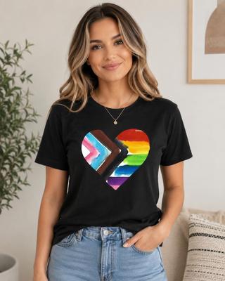 Progress Pride Heart T-and Kids Tshirt, LGBTQ+ Pride and Kids Tshirt, Inclusive Rainbow Heart Tee, Pride Month Gift, Equality Support Top