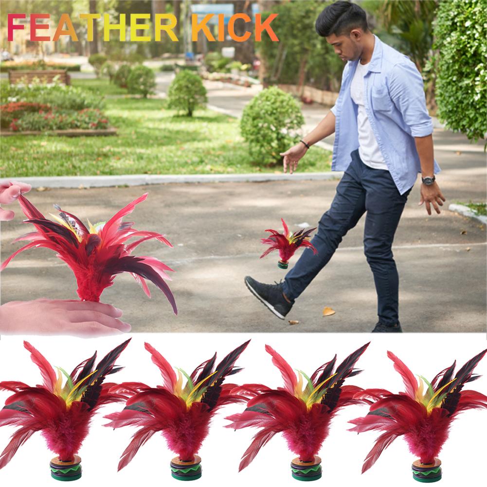 1/8pcs 20cm Feather Jianzi Colorful Feathers Shuttlecock Portable Foot Kick Handwheel Feather Shuttlecock Fitness Entertainment