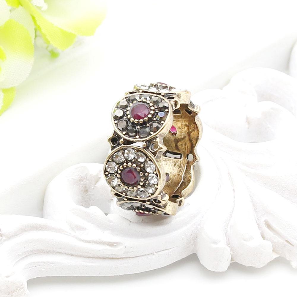 Retro Vintage Ring For Women Round Full Rhinestone Finger Rings Ethnic Wedding Jewelry Gift