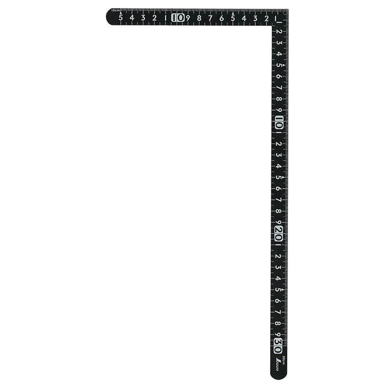 Shinwa Sokutei Sunday Carpenter, Black, 30 x 15 cm, Same scale on both sides, White markings, 12435