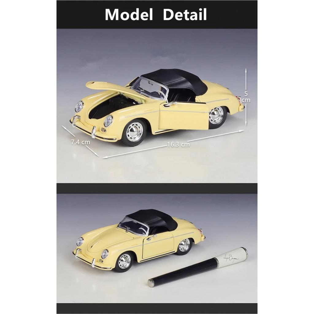 Welly 1/24 Porsche 356A Speedster 1600 Super Alloy Sports Car Model Diecast Metal Racing Car Model Simulation Childrens Toy Gift