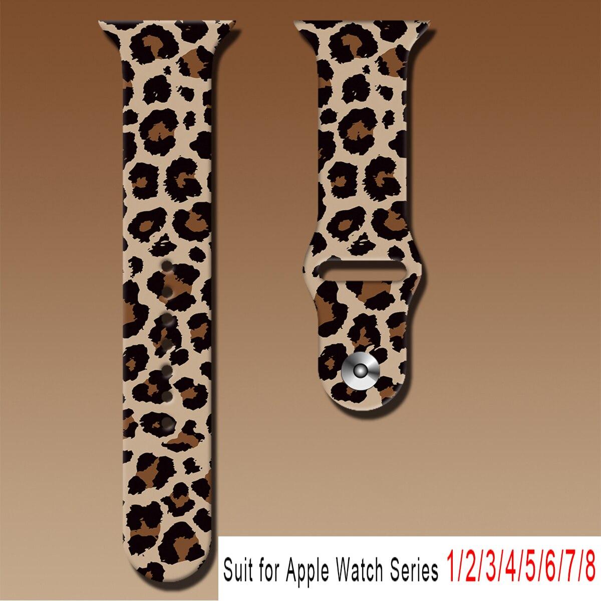 

Ремешки для браслета Apple Watch 40 мм, 42 мм, 44 мм, 49 мм, 38 мм, 45 мм, 41 мм 8, 7 SE, 6, 5, 4, ремешки для часов, силиконовый ремень с животным принтом