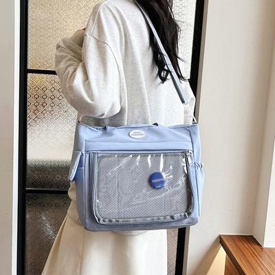 Japansk Söt Tjej Transparent Väska Stor Kapacitet Axelväska Kvinnliga Studenter Messenger-väska