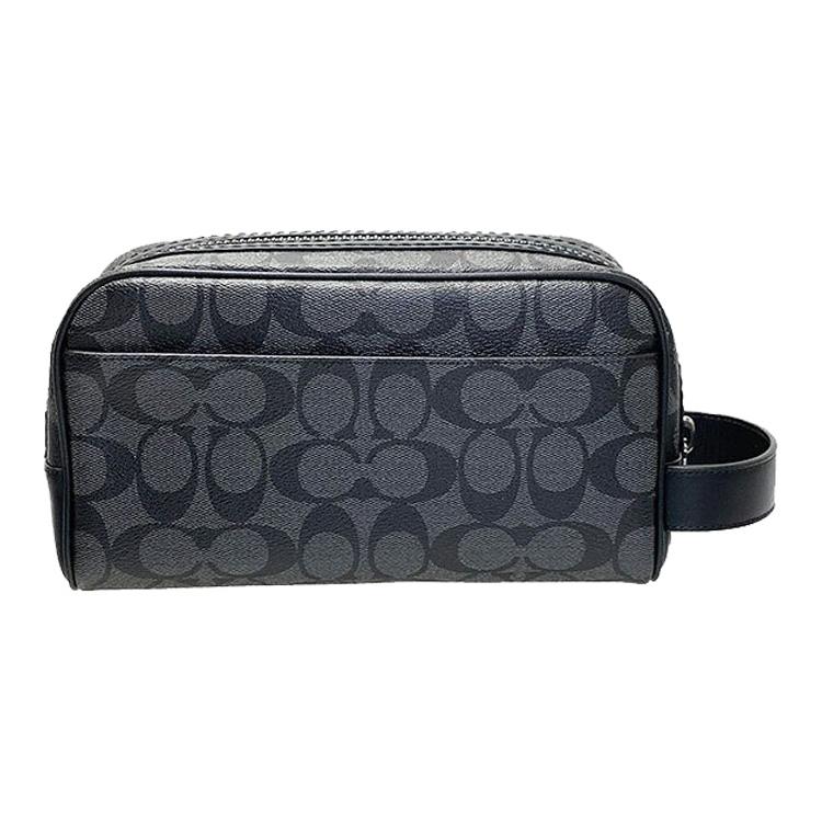Coach Travel Kit PVC Canvas Leather Travel Bag Toiletry Bag Makeup Bag Small Unisex Black (Unisex) Makeup Bags 2515 QBMI5