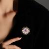 Women Brooch High-Gloss Rhinestone Inlay Sparkling Chrysanthemum Design Lapel Pin Non-Slip Buckle Scarf Badge Clothing Bags Accessories