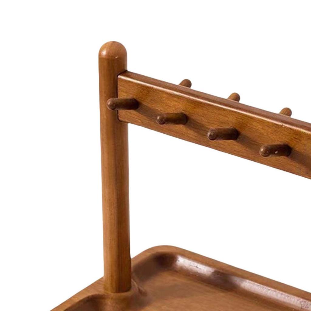 Desktop Key Holder Jewelry Organizer Stand Elegant Versatile Wood Rack with Hooks for Countertop