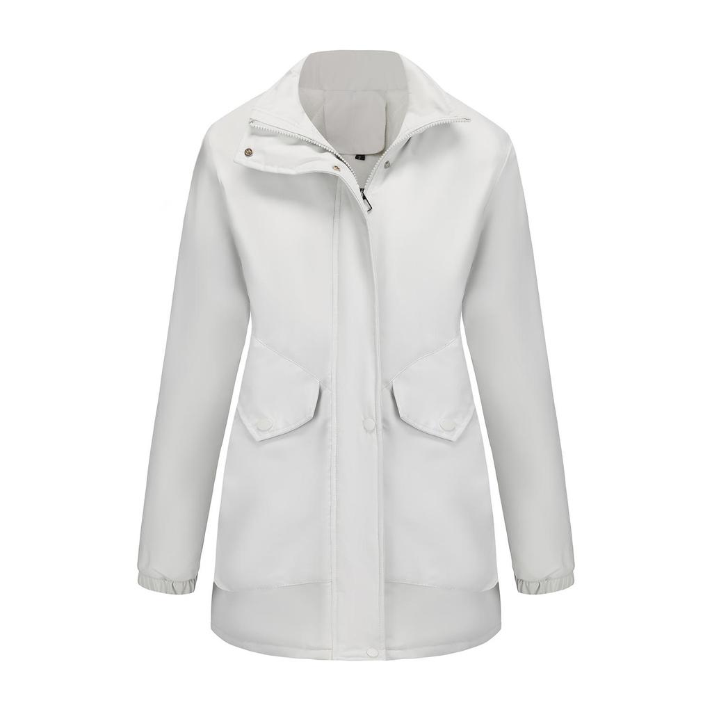 Damen Parkamäntel Kapuze mit Kunstfell Fleecefutter Reißverschluss Warme Baumwolljacken Mittellange Puff-Oberbekleidung Winterkleidung