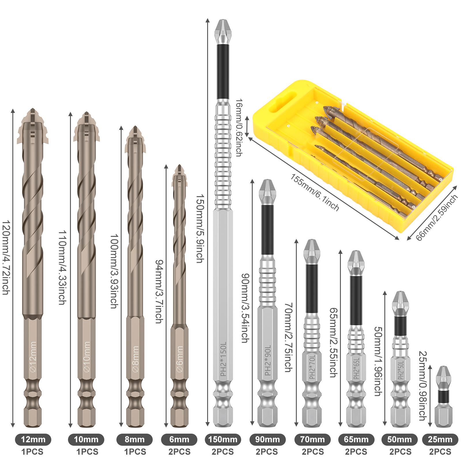 

17Pcs High Strength Eccentric Drill Bit Set 6-150mm Universal Anti-Slip Bits Durable Magnetic Drilling Tool for Concrete Glass