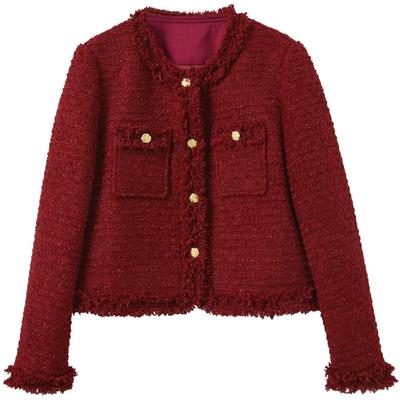 Sancai Luxus Tweed Fransen Cardigan Jacke