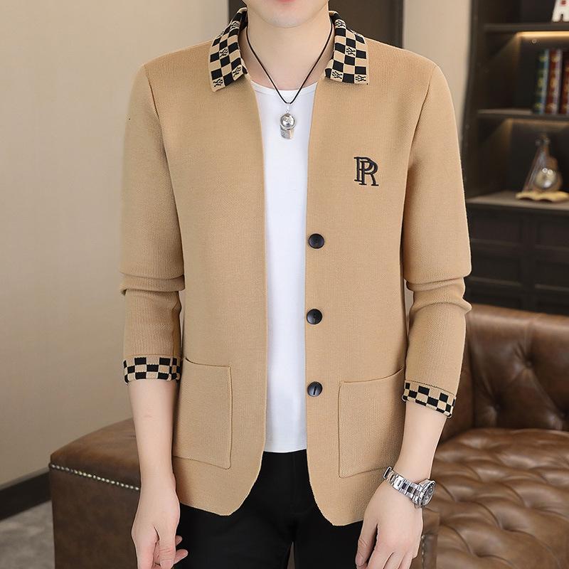 

Осенний модный брендовый вязаный кардиган, мужское свободное пальто, модная верхняя одежда в стиле ins, свитер, универсальный мужской топ для весны и осени XXXXL хаки