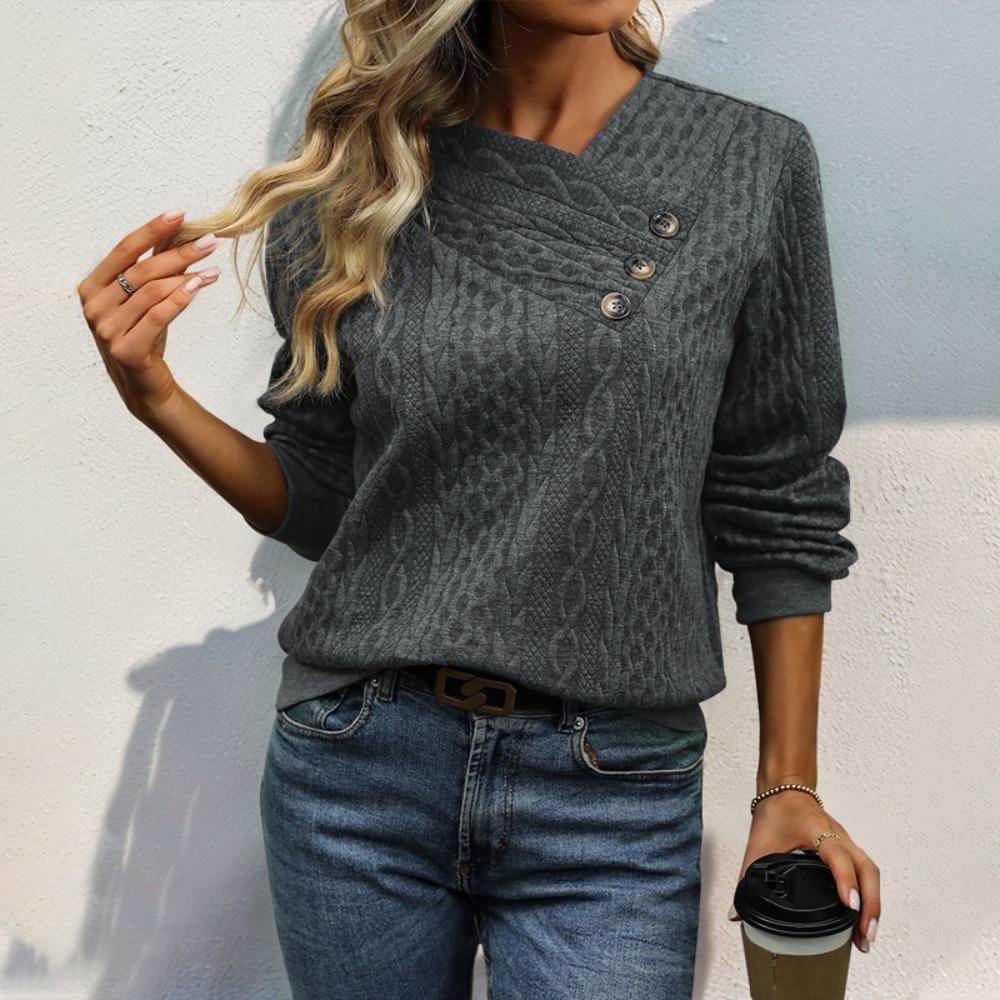 Autumn Women's Long Sleeve Pleated Solid Color Sweatshirt for Women