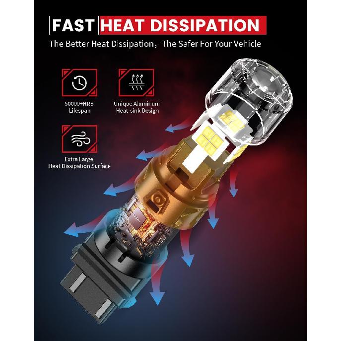 LASFIT 3157 LED Reverse Lights, Super Bright 6000K Xenon White Backup Light, DRL Replacement Back Up Bulb for 3156 3056 3057 3047 4114 4157 4057