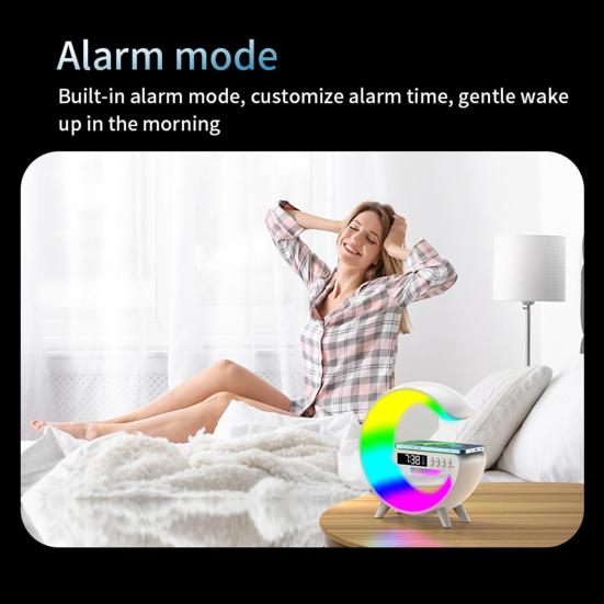 4-in-1 Belaidis Garsiakalbis Įkroviklis Naktinė Lemputė su Muzikos Sinchronizavimo Programėle Nuotolinio Valdymo G formos LED Garsiakalbio Lempa