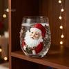 Cute Winter Beverage Cup Christmas Stemless Glass Cup, Santa Claus Decorative Drinking Glass, Holiday Party Souvenirs Transparent Water Mug