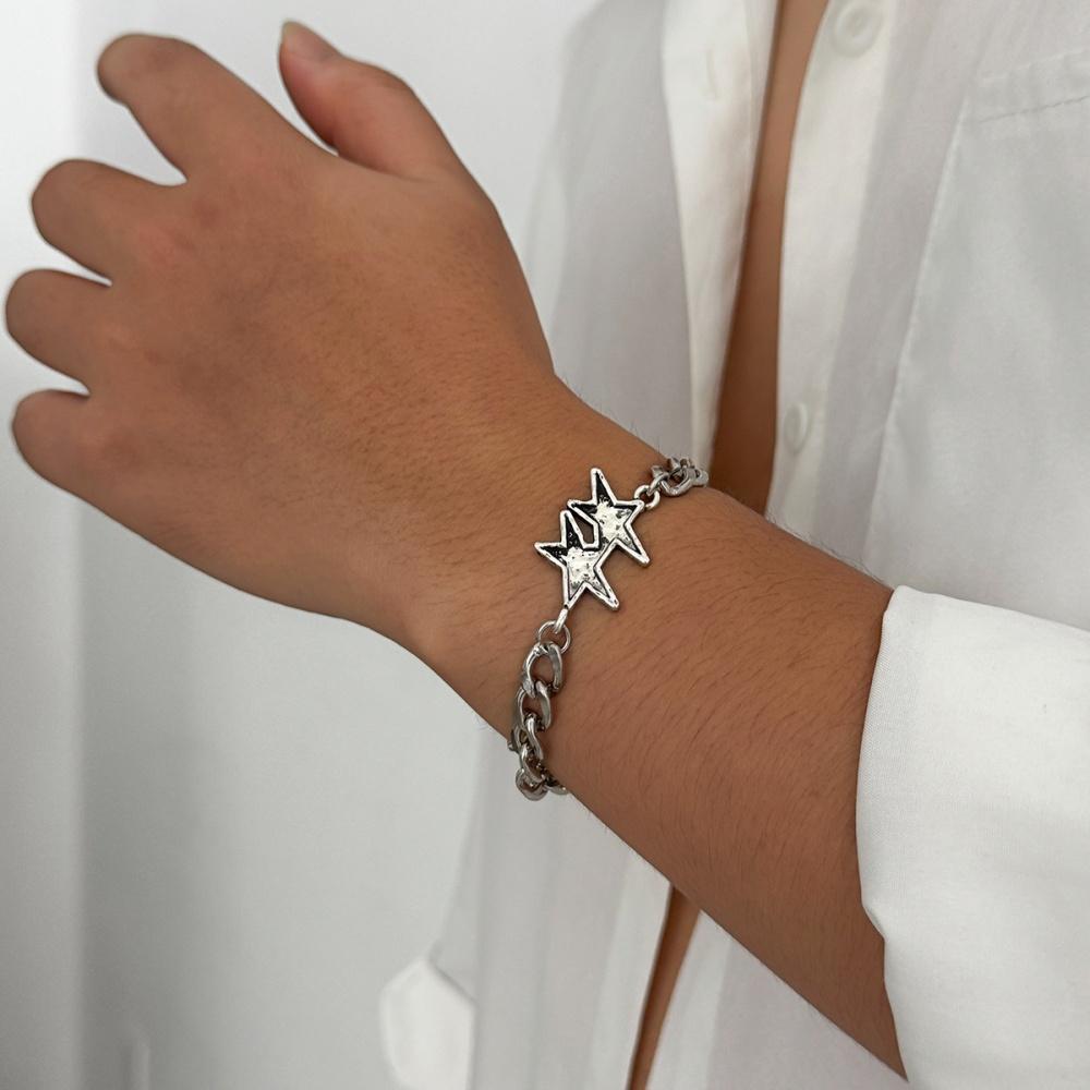 Titanium Steel Waterproof Men's Grooved Five-Pointed Star NK Chain Bracelet Fashion New Hip Hop Trend Hand Jewelry Accessories