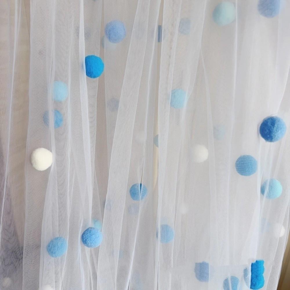 Romantic Tulle Table Runner Handmade Colorful Table Cover Pom-Poms Tablecloth Party Decor