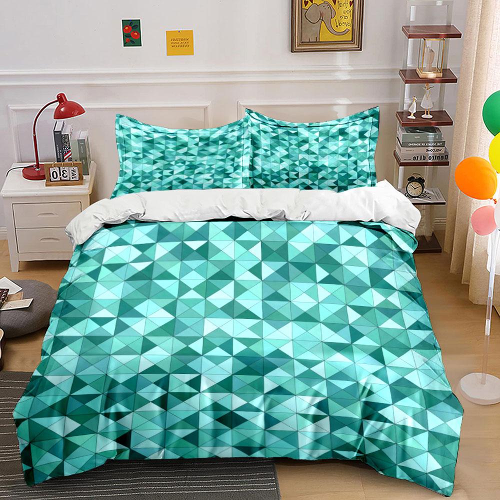 Geometric Pattern Home Decor Set Bedding Set with 1 Duvet Cover 2 Pillowcases Single Double King Queen, Gift