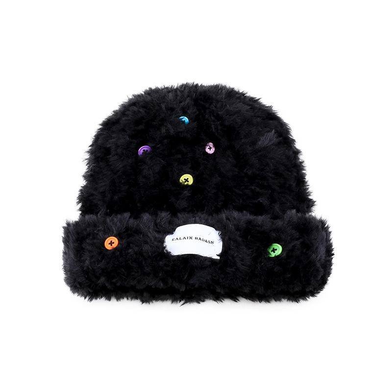 New Plush Hat for Women In Winter Korean Style Versatile Face Showing Small Thickened Warm Knitted Hat Ear Protecting Woolen Hat