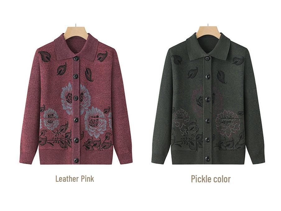 Lightweight Spring & Autumn Cardigan for Mature Women: Perfect for Mothers and Grandmothers in Their 70s and 80s, Loose Fit, Comfortable Knit Sweater