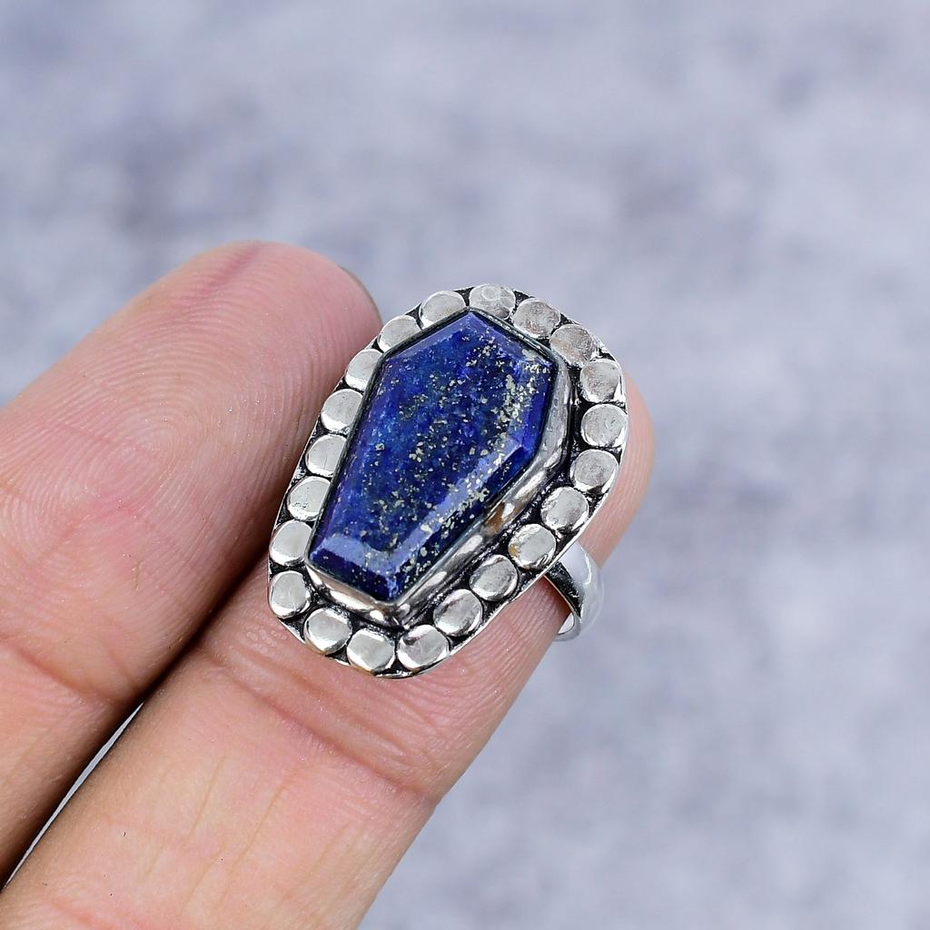 Lapis Lazuli Gemstone Handmade 925 Sterling Silver Jewelry Ring Size 7 M-2616
