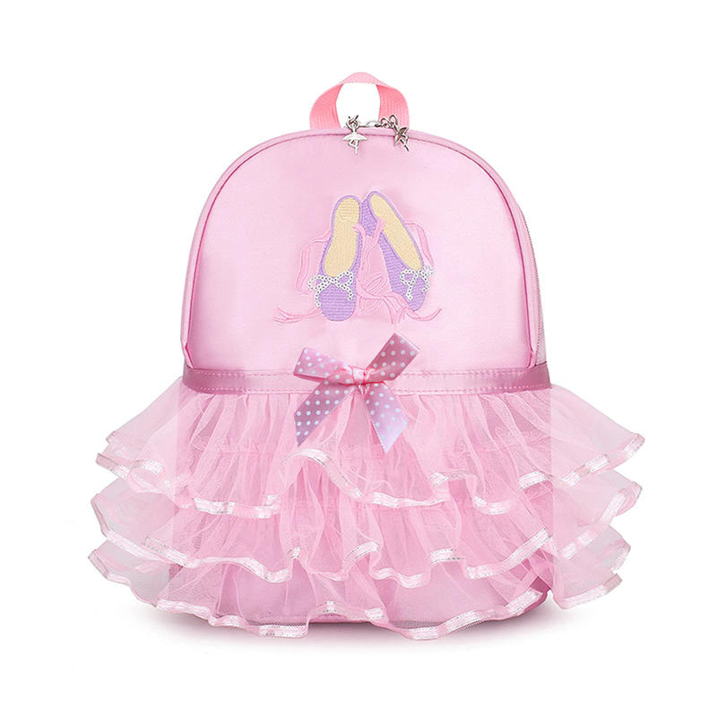 Pink Sweet Lace Dance Bag Cute Girl Heart Children s Dance Backpack Ballet Training Class Shoulder Storage Bags розовый