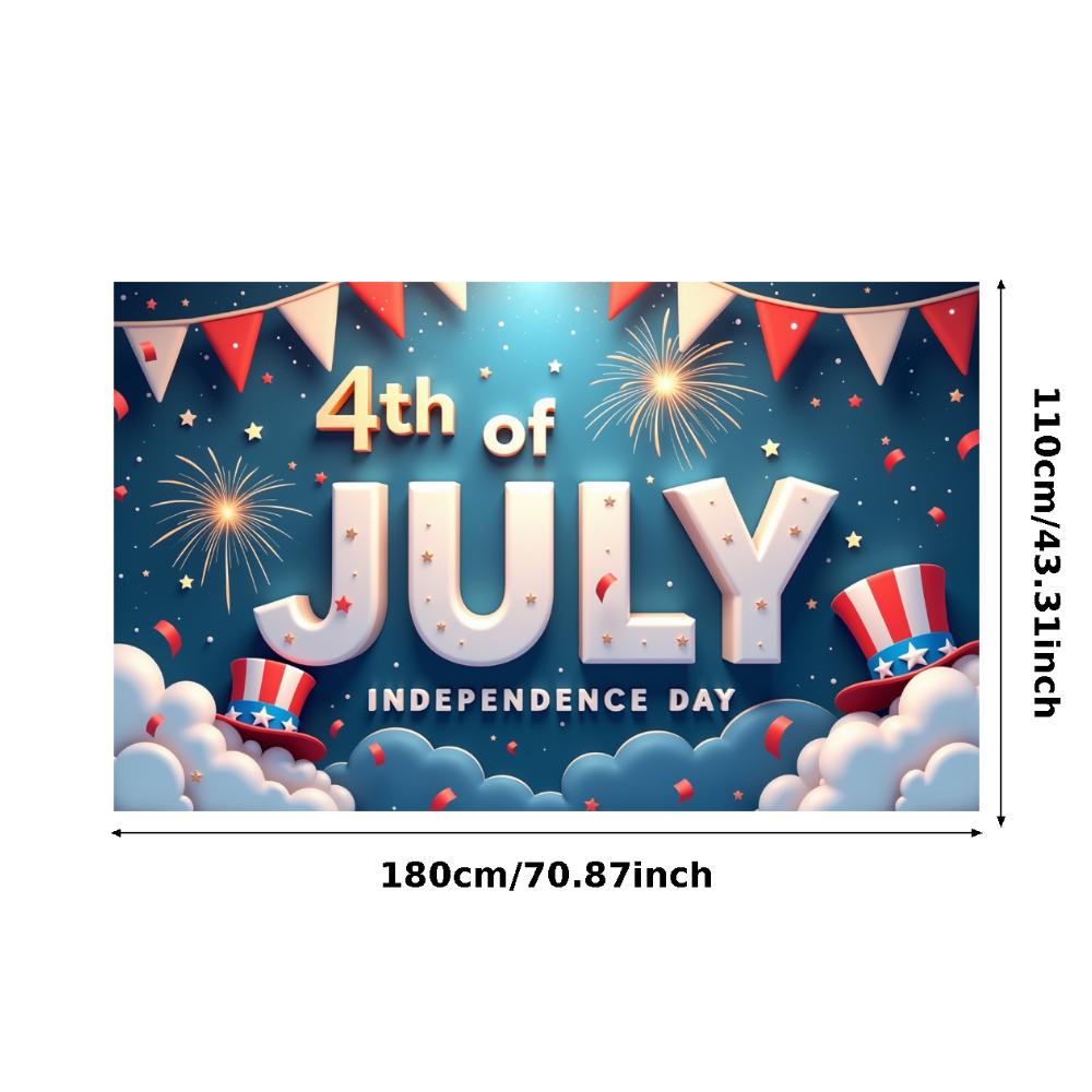 Lightweight Fabric Event Flag Durable Material Party Prop Red White Blue Theme Stars and Stripes American Themed Banner