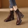 Retro Autumn and Winter Knitted Small Short Boots Women's New Thick Heel Square Head Martin Boots Thin Cotton Boots