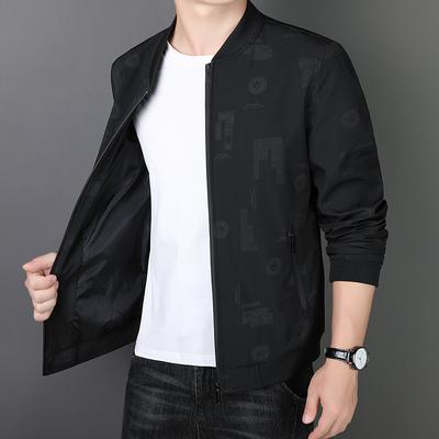 Spring and Autumn New Men's Thin Printed Baseball Collar Cardigan Jacket Men's Large Size Jacket Youth Jacket