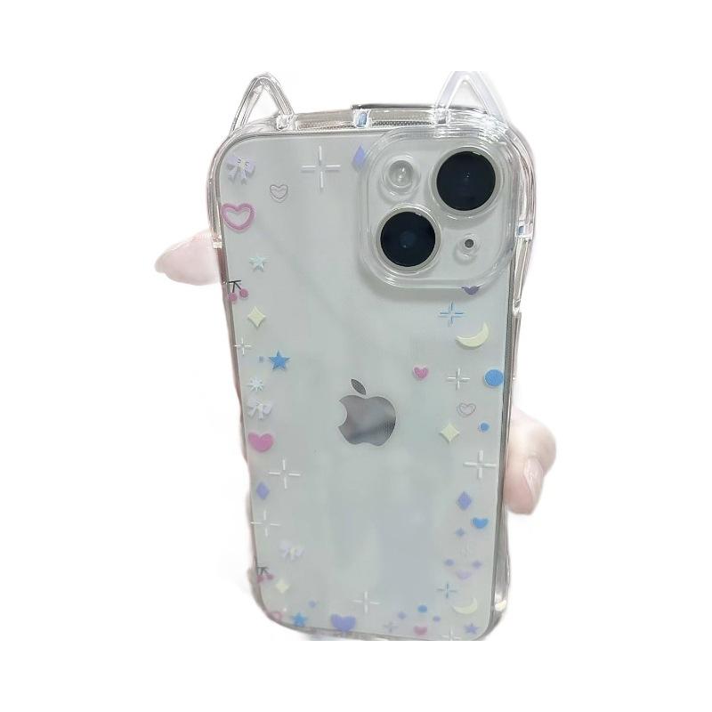 Little Star Is Suitable for Apple 16 Mobile Phone Case 16PROMAX Cat Ear Mobile Phone Case 13 14 15 Soft Case 12pro.