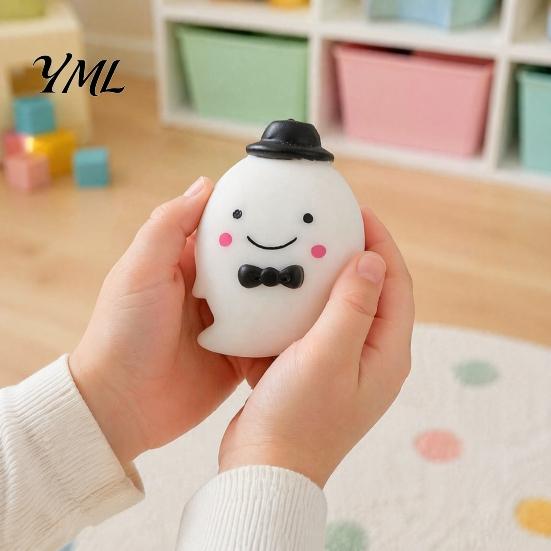Stress Relief Squeeze Toys Halloween Ghost Ball Toy, Anxiety Soft Cartoon Sensory Fidget Toy for Party Favors Desk