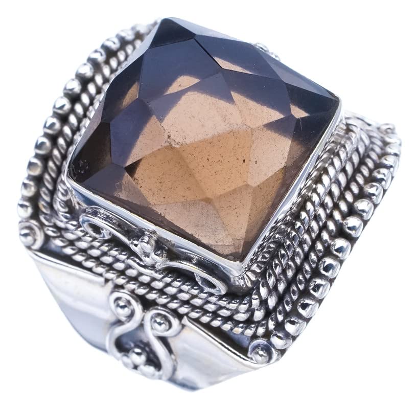 

StarGems® Natural Smoky Quartz Handmade 925 Sterling Silver Ring 9 F1284