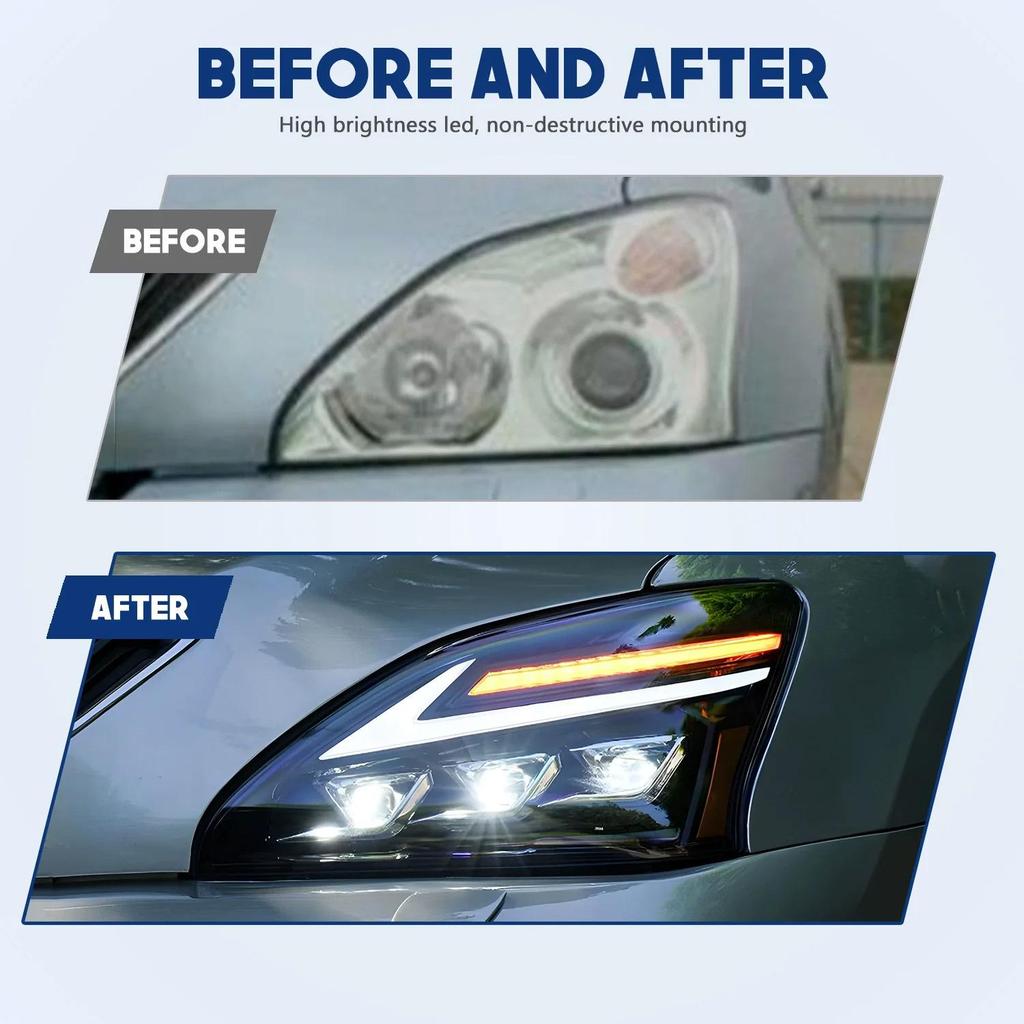 Modified LED Headlight Assembly with Sequential Turn Signals for 03-08 Lexus RX