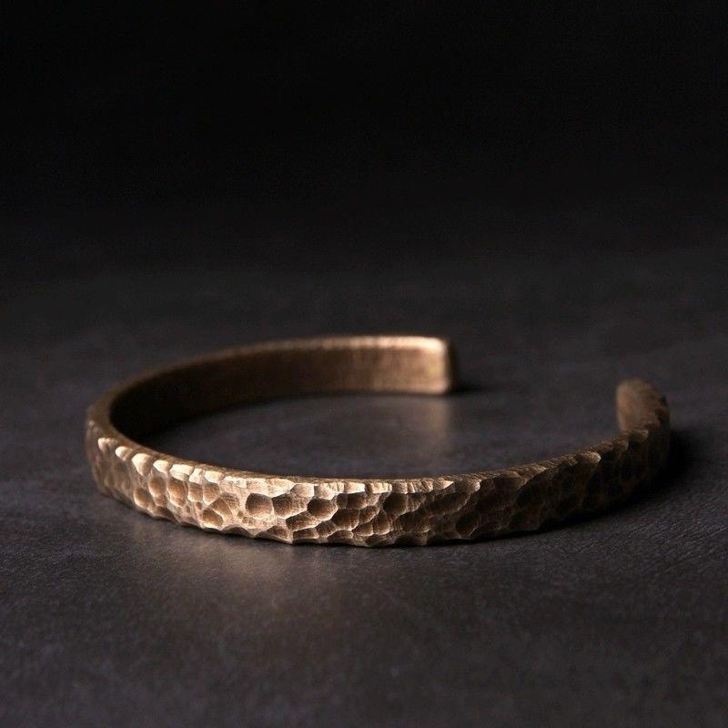 Vintage Hand Hammered Texture Open Bangle Couple Unisex Antique Finish Unique Gift