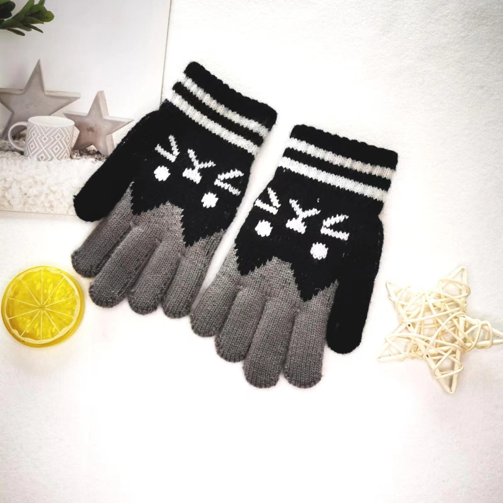 

Зимние утолщенные перчатки Plus Velvet Cute Cat из искусственного кашемира, теплые и морозостойкие, для мальчиков и девочек