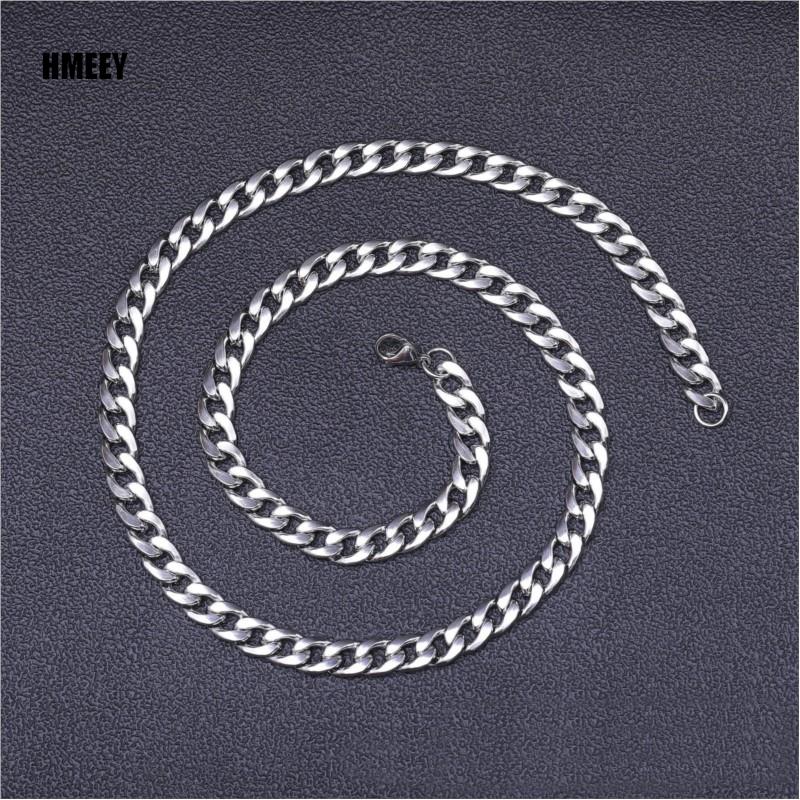 Hmeey Stainless Steel Chain Necklace Long Hip Hop for Women Men On The Neck Fashion Jewelry Gift Accessories Silver Color Choker