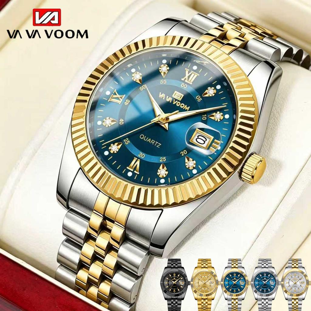 VA VA VOOM Herren Luxus Quarz Uhr Business Edelstahl Uhr mit Tag und Datum Anzeige Lässige Wasserdichte Uhren mit Werkzeug und Etui