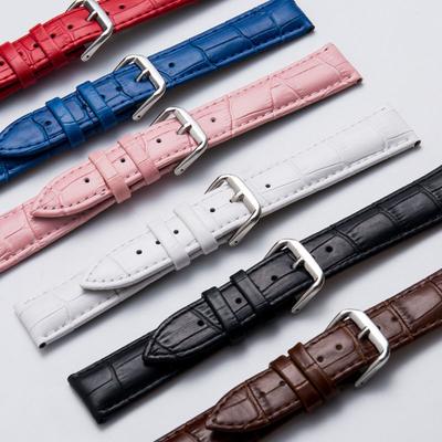 Genuine Leather Watch Strap with Pin Buckle - Cowhide Watch Band for Men and Women (Includes Tools and Ear Piercing Kit)