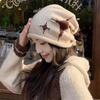 Woman Loose Beanie Hat Casual Drawstring Design Pile Hat Female Streetwear Outdoor Fashion Winter Knitted Hat