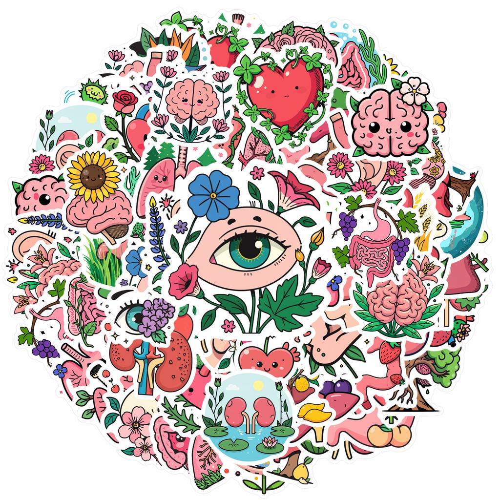 35pcs-70pcs Artistic Humor Stickers Cute Anatomy Teacher Reward Stickers DIY Stickers For Notebook Luggage Mobile Phone Cup DIY