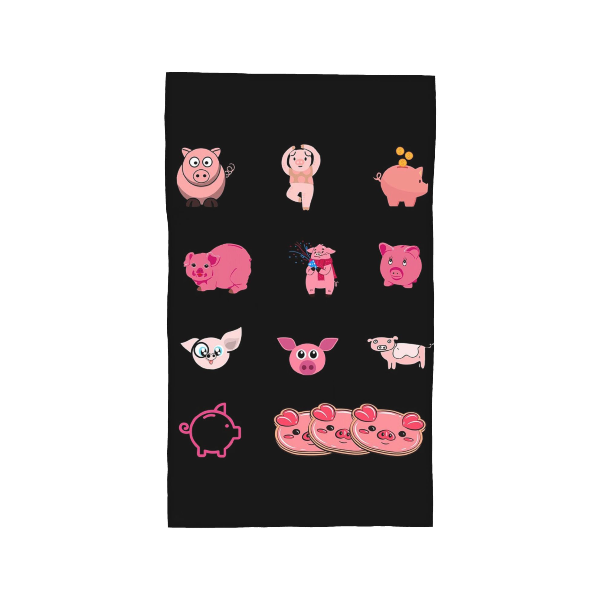

National Pig Day Sticker Pack Soft Face Towel Quick Dry Pool Bath Cotton Towels Absorbent Quick W30*H60(CM)