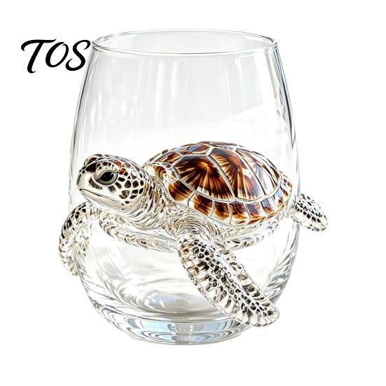 Elegant Seaside Drinking Glass Octopus Tumbler, 350ml Stemless Wine Glass, Whale Dolphin Turtle Unique Marine Life Gift Sea Creature Cup, Handcrafted
