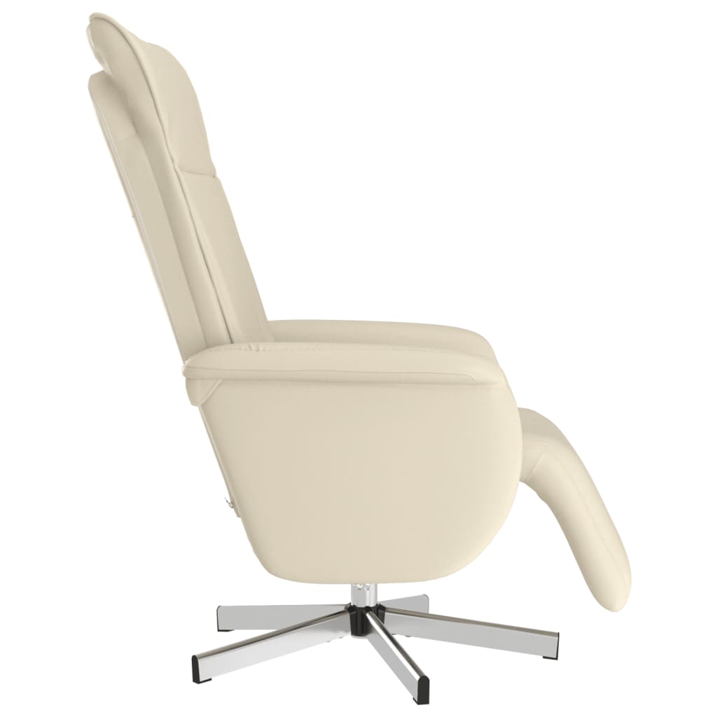 Cream Faux Leather Relaxation Armchair with Footrest